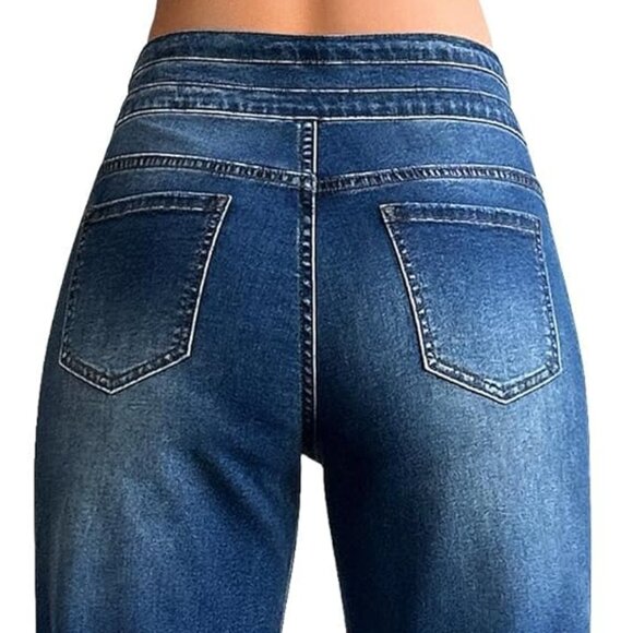 ROSWEAR Women's Wide Leg Jeans Casual High Waisted Stretch Sz: M Blue - Picture 8 of 14